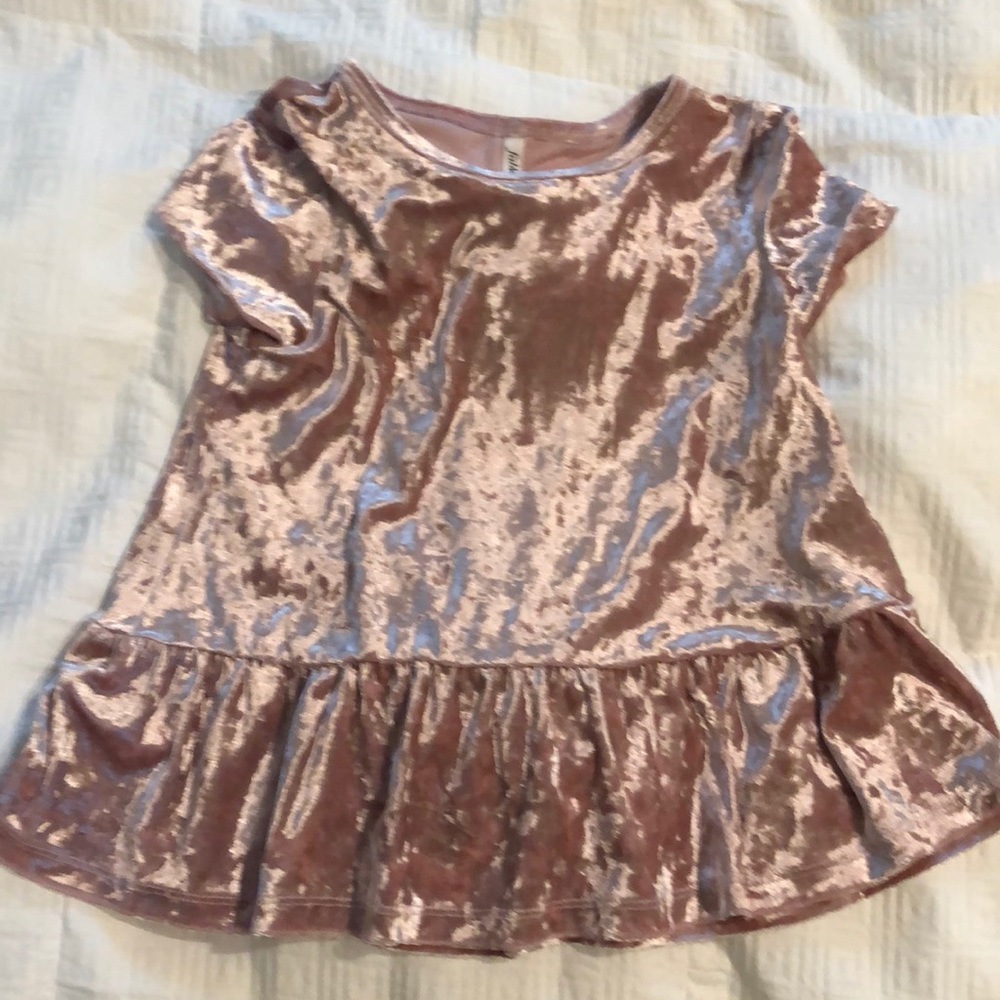 Girls pink, crushed velvet top